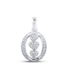 Enchanting Triple Heart Diamond Pendant in 10kt White Gold - Splendid Jewellery