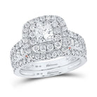 Enchanting Two - Tone Gold Princess Diamond Halo Bridal Wedding Ring Set with Sapphire Accent - Splendid Jewellery