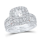 Enchanting Two - Tone Gold Princess Diamond Halo Bridal Wedding Ring Set with Sapphire Accent - Splendid Jewellery