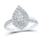 Enchanting White Gold Pear Diamond Halo Bridal Wedding Engagement Ring - Splendid Jewellery