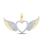 Enchanting Winged Heart Diamond Pendant in 10kt Yellow Gold - Splendid Jewellery