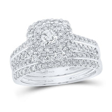 Load image into Gallery viewer, Eternal Brilliance 1 Carat Diamond Halo Bridal Wedding Ring Band Set - Top View