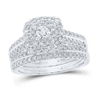 Eternal Brilliance 1 Carat Diamond Halo Bridal Wedding Ring Band Set - Top View