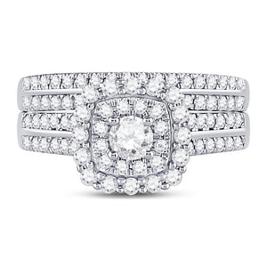 Eternal Brilliance 1 Carat Diamond Halo Bridal Wedding Ring Band Set - Splendid Jewellery