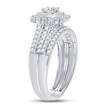 Load image into Gallery viewer, Eternal Brilliance 1 Carat Diamond Halo Bridal Wedding Ring Band Set - Second Side View