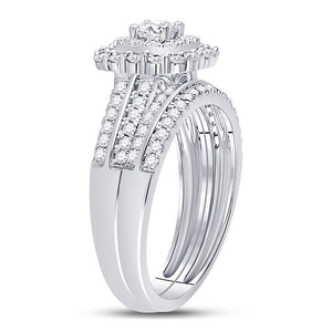 Eternal Brilliance 1 Carat Diamond Halo Bridal Wedding Ring Band Set - Splendid Jewellery