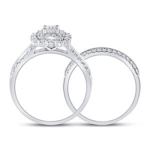 Eternal Brilliance 1 Carat Diamond Halo Bridal Wedding Ring Band Set - Splendid Jewellery