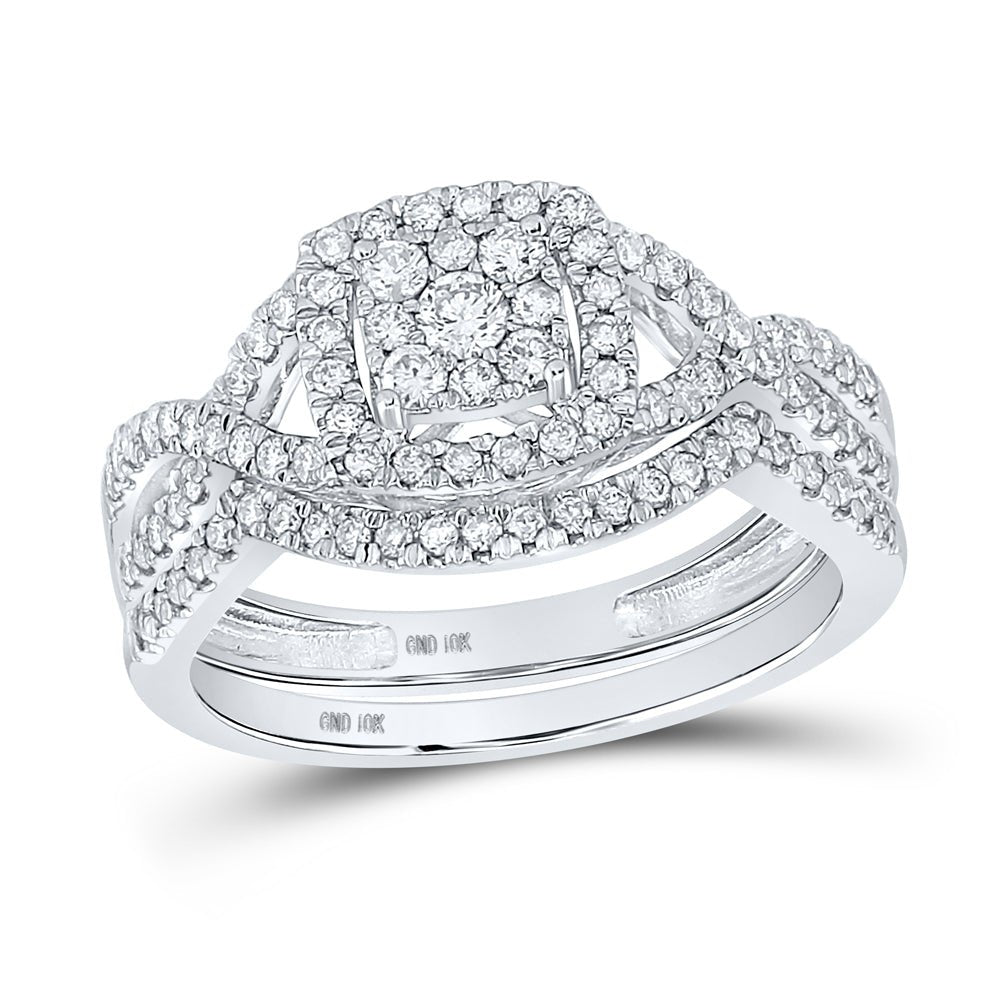 Eternal Brilliance 10kt White Gold Diamond Bridal Wedding Ring Band Set - Splendid Jewellery