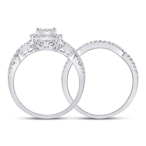 Eternal Brilliance 10kt White Gold Diamond Bridal Wedding Ring Band Set - Splendid Jewellery