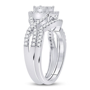 Eternal Brilliance 10kt White Gold Diamond Bridal Wedding Ring Band Set - Splendid Jewellery