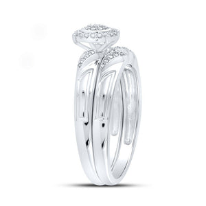 Eternal Brilliance 10kt White Gold Diamond Halo Bridal Wedding Ring Set - Splendid Jewellery