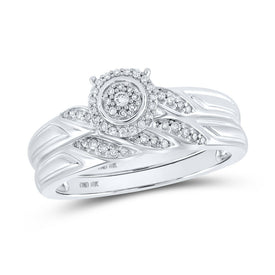 Eternal Brilliance 10kt White Gold Diamond Halo Bridal Wedding Ring Set - Alternate view 1 from Splendid Jewellery