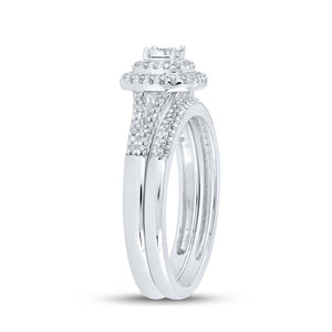 Eternal Brilliance 10kt White Gold Diamond Halo Bridal Wedding Ring Set - Splendid Jewellery