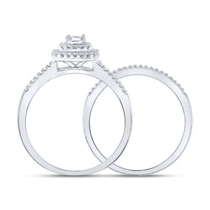 Eternal Brilliance 10kt White Gold Diamond Halo Bridal Wedding Ring Set - Splendid Jewellery