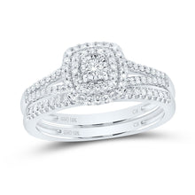 Load image into Gallery viewer, Eternal Brilliance 10kt White Gold Diamond Halo Bridal Wedding Ring Set - Alternate view 1 from Splendid Jewellery