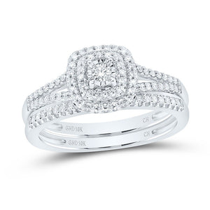 Eternal Brilliance 10kt White Gold Diamond Halo Bridal Wedding Ring Set - Splendid Jewellery