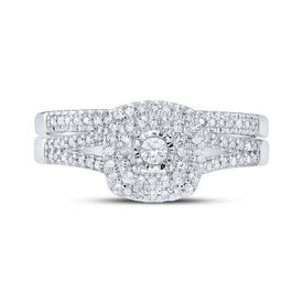 Eternal Brilliance 10kt White Gold Diamond Halo Bridal Wedding Ring Set - Alternate view 4 from Splendid Jewellery