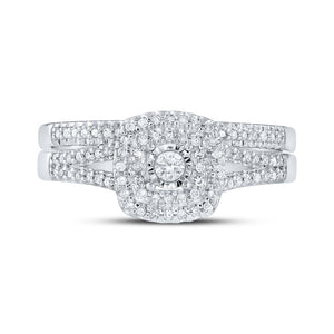 Eternal Brilliance 10kt White Gold Diamond Halo Bridal Wedding Ring Set - Splendid Jewellery