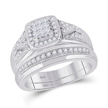 Load image into Gallery viewer, Eternal Brilliance 10kt White Gold His Hers Round Diamond Square Matching Wedding Set - Splendid Jewellery