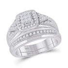 Eternal Brilliance 10kt White Gold His Hers Round Diamond Square Matching Wedding Set - Splendid Jewellery