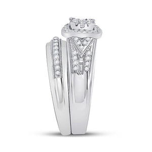 Eternal Brilliance 10kt White Gold His Hers Round Diamond Square Matching Wedding Set - Splendid Jewellery