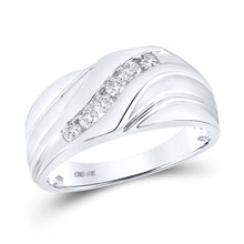 Load image into Gallery viewer, Eternal Brilliance: 10kt White Gold Men's Round Diamond Wedding Band Ring 1/3 Cttw - A Timeless Treasure for Your Special Day - Splendid Jewellery