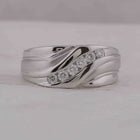 Eternal Brilliance: 10kt White Gold Men's Round Diamond Wedding Band Ring 1/3 Cttw - A Timeless Treasure for Your Special Day Front View from Splendid Jewellery