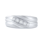 Eternal Brilliance 10kt White Gold Mens Round Diamond Wedding Band Ring 1/4 Cttw Side View 2 from Splendid Jewellery