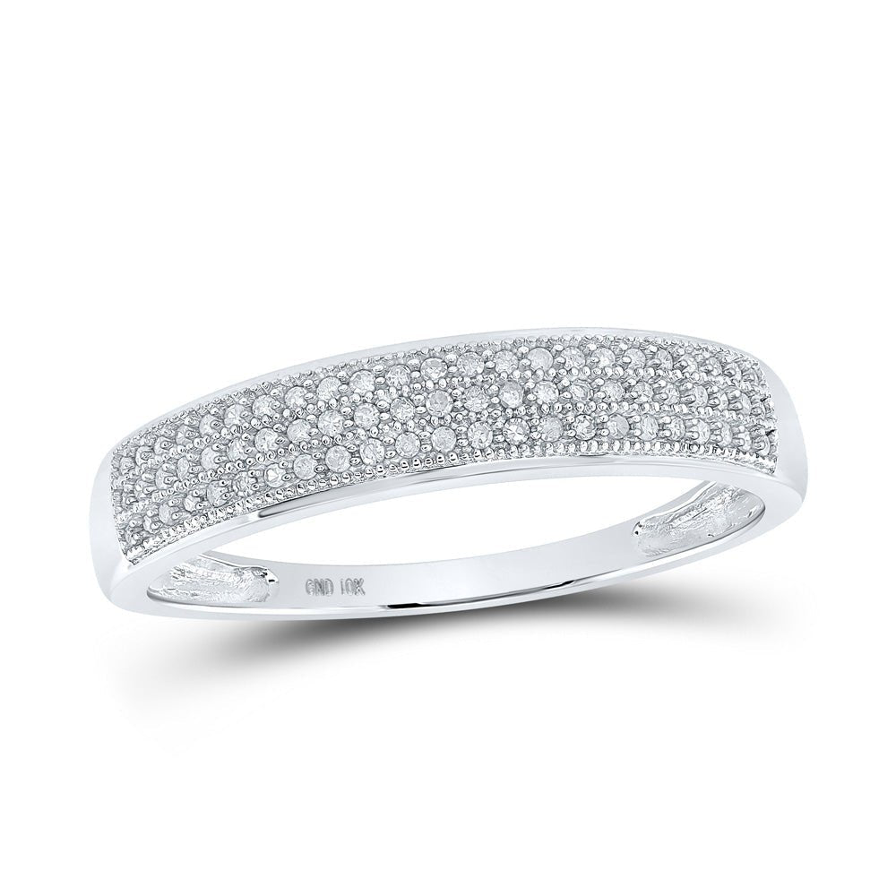 Eternal Brilliance: 10kt White Gold Mens Round Diamond Wedding Pave Band Ring 1/5 Cttw - Splendid Jewellery