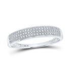Eternal Brilliance: 10kt White Gold Mens Round Diamond Wedding Pave Band Ring 1/5 Cttw - Splendid Jewellery