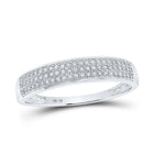 Eternal Brilliance: 10kt White Gold Mens Round Diamond Wedding Pave Band Ring 1/5 Cttw - Splendid Jewellery