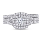 Eternal Brilliance: 10kt White Gold Round Diamond Bridal Wedding Ring Band Set 1 Cttw - Alternate view 4 from Splendid Jewellery