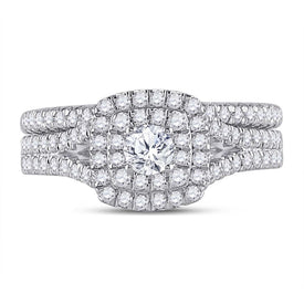 Eternal Brilliance: 10kt White Gold Round Diamond Bridal Wedding Ring Band Set 1 Cttw - Alternate view 4 from Splendid Jewellery