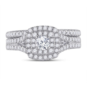 Eternal Brilliance: 10kt White Gold Round Diamond Bridal Wedding Ring Band Set 1 Cttw - Splendid Jewellery