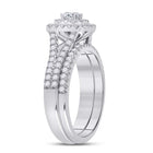 Eternal Brilliance: 10kt White Gold Round Diamond Bridal Wedding Ring Band Set 1 Cttw - Alternate view 3 from Splendid Jewellery