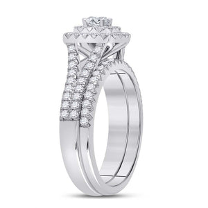 Eternal Brilliance: 10kt White Gold Round Diamond Bridal Wedding Ring Band Set 1 Cttw - Splendid Jewellery