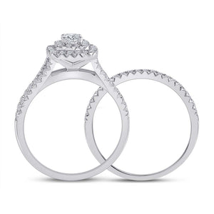 Eternal Brilliance: 10kt White Gold Round Diamond Bridal Wedding Ring Band Set 1 Cttw - Splendid Jewellery