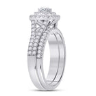 Eternal Brilliance: 10kt White Gold Round Diamond Bridal Wedding Ring Band Set 1 Cttw - Splendid Jewellery