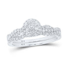 Eternal Brilliance: 10kt White Gold Round Diamond Bridal Wedding Ring Band Set 1/2 Cttw - Splendid Jewellery