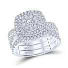 Eternal Brilliance: 10kt White Gold Round Diamond Bridal Wedding Ring Band Set - Splendid Jewellery