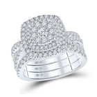 Eternal Brilliance: 10kt White Gold Round Diamond Bridal Wedding Ring Band Set - Splendid Jewellery