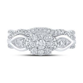 Eternal Brilliance 10kt White Gold Round Diamond Bridal Wedding Ring Band Set - Splendid Jewellery