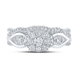 Eternal Brilliance 10kt White Gold Round Diamond Bridal Wedding Ring Band Set - Alternate view 4 from Splendid Jewellery