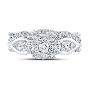 Eternal Brilliance 10kt White Gold Round Diamond Bridal Wedding Ring Band Set - Splendid Jewellery