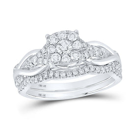 Eternal Brilliance 10kt White Gold Round Diamond Bridal Wedding Ring Band Set - Alternate view 1 from Splendid Jewellery