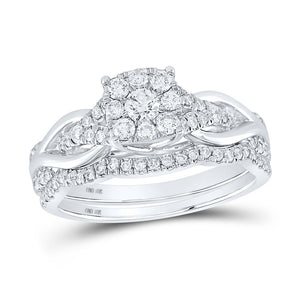 Eternal Brilliance 10kt White Gold Round Diamond Bridal Wedding Ring Band Set - Splendid Jewellery