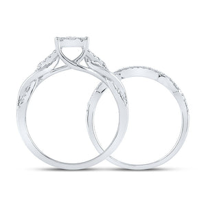 Eternal Brilliance 10kt White Gold Round Diamond Bridal Wedding Ring Band Set - Splendid Jewellery