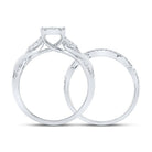 Eternal Brilliance 10kt White Gold Round Diamond Bridal Wedding Ring Band Set - Splendid Jewellery