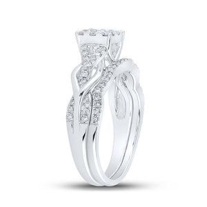 Eternal Brilliance 10kt White Gold Round Diamond Bridal Wedding Ring Band Set - Splendid Jewellery