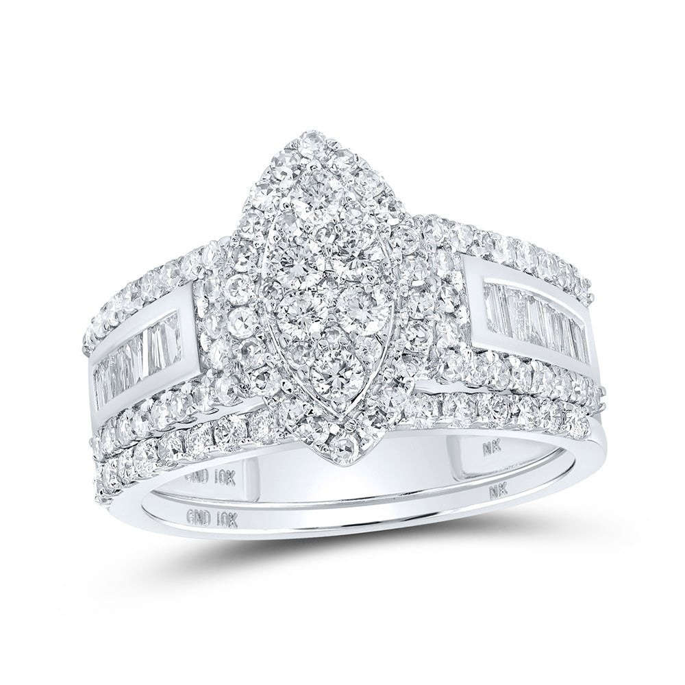 Eternal Brilliance 10kt White Gold Round Diamond Bridal Wedding Ring Band Set - Splendid Jewellery